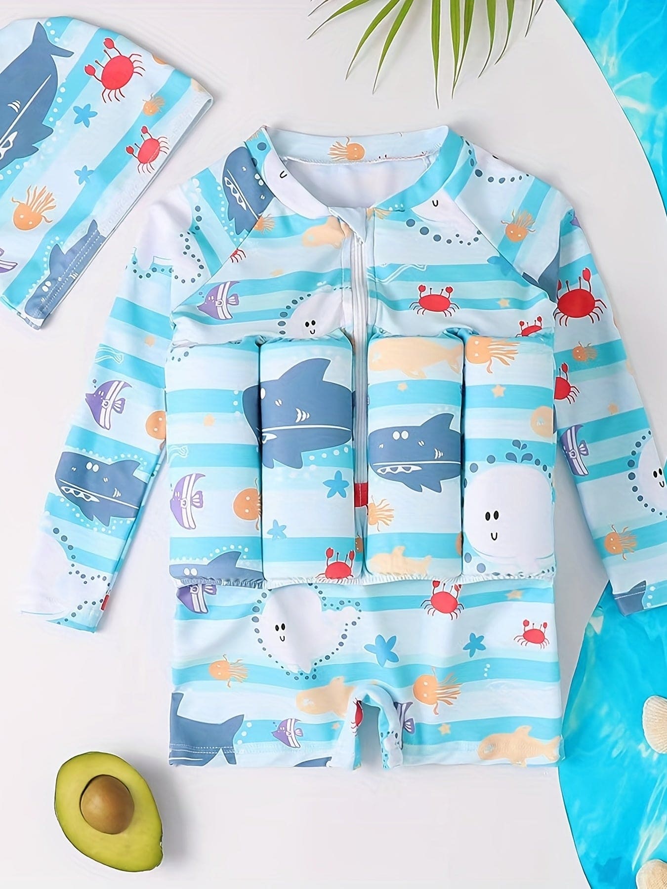 SplashSafe Kids' Buoyancy Swimsuit: Cartoon Print One-Piece Swimwear with Floating Rash Guards - The Little Big Store