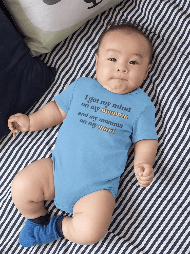 My Mind On My Momma Bodysuit by SmartPrintsInk Designs