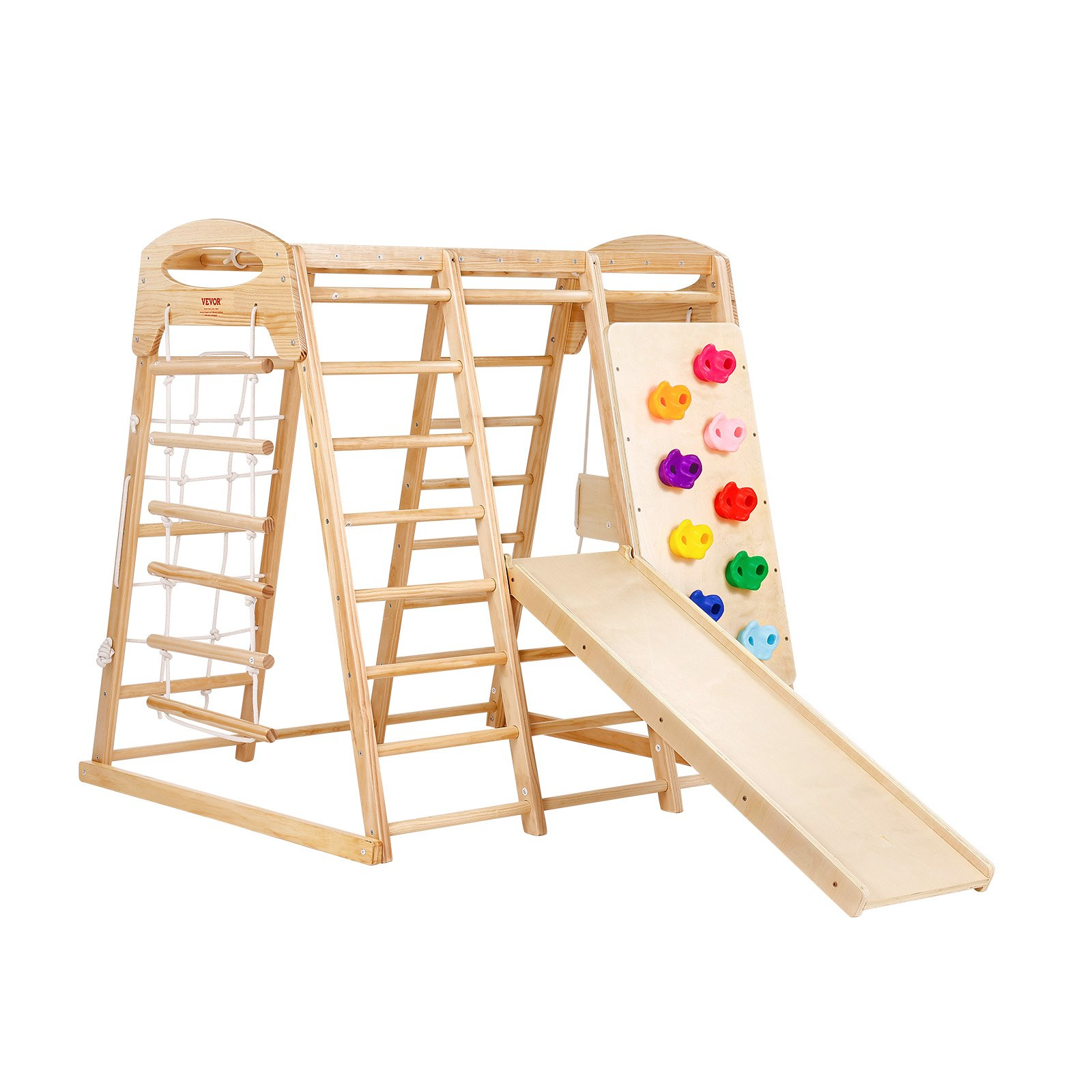 7-in-1 Indoor Jungle Gym for Kids – Wooden Toddler Climbing Playground Set