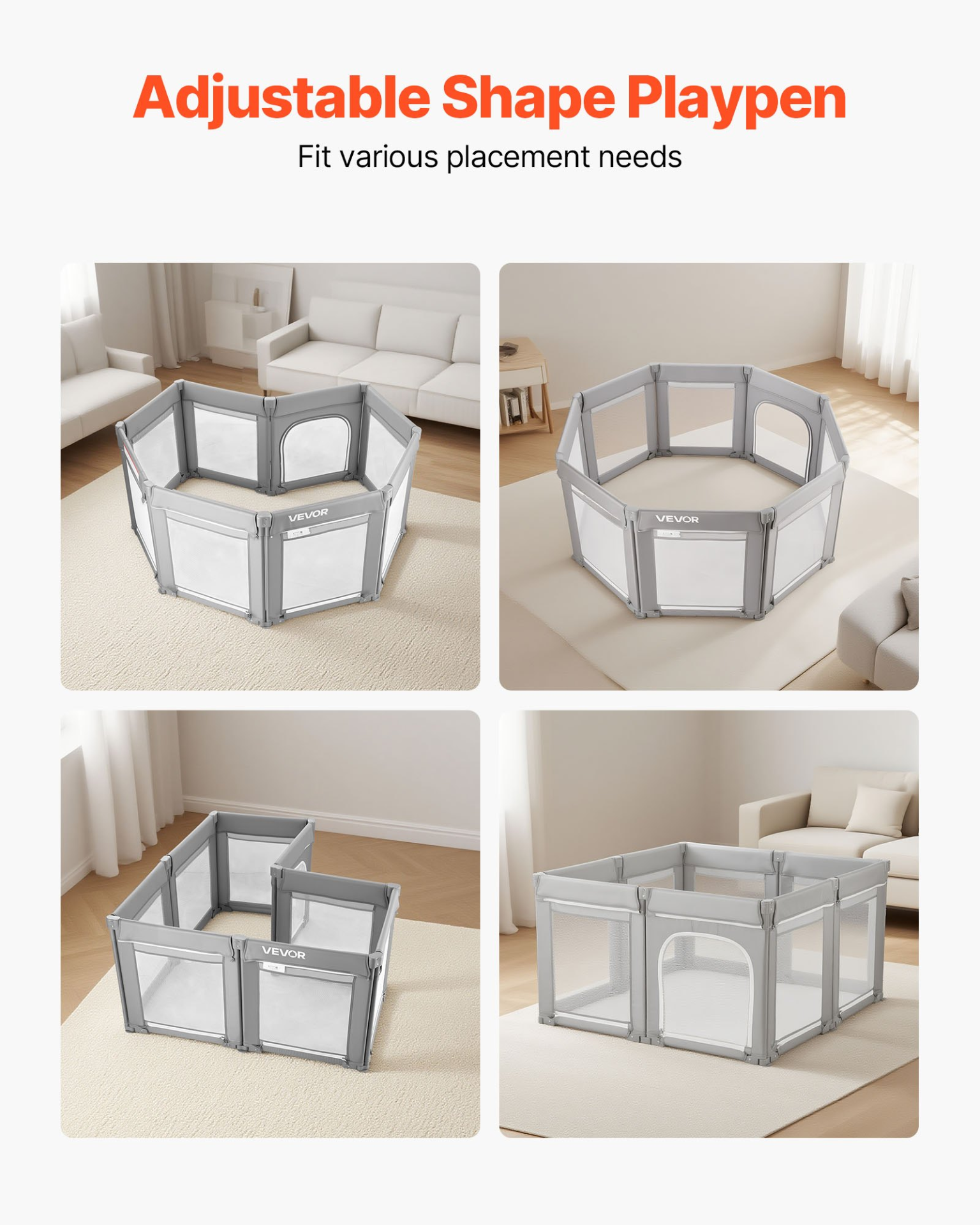 Extra Large Baby Playpen 78.7" x 70.1" - Foldable Kids Play Yard Fence with Zippered Door & Breathable Mesh, Indoor/Outdoor Safety Activity Center