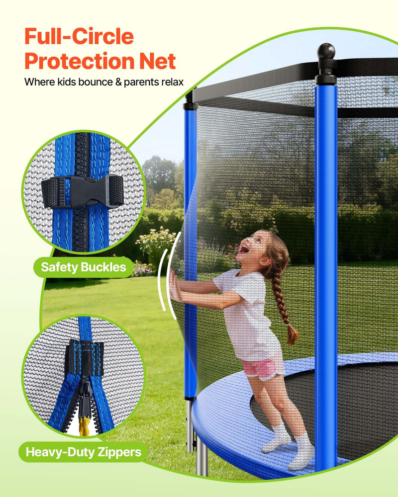10FT Outdoor Trampoline with Safety Enclosure | Heavy-Duty Backyard Trampoline for Kids & Adults