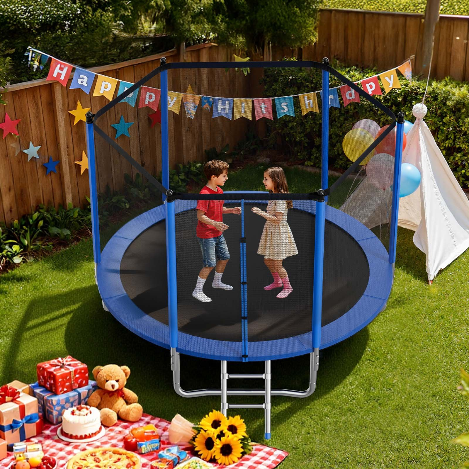10FT Outdoor Trampoline with Safety Enclosure | Heavy-Duty Backyard Trampoline for Kids & Adults