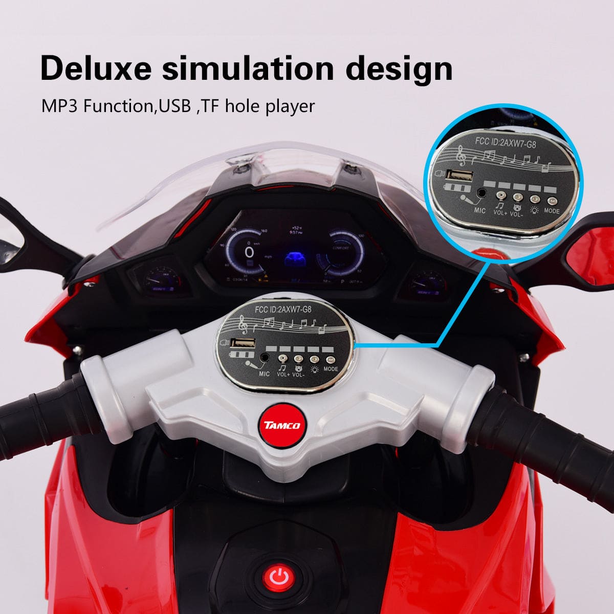 12V Kids Electric Motorcycle – 3-Wheel Ride-On Toy w/ Lights