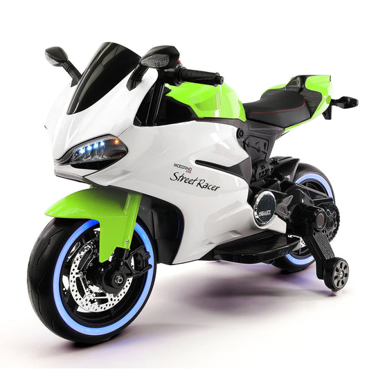 Street Racer 12V Electric Kids Ride-On Motorcycle | Green - The Little Big Store