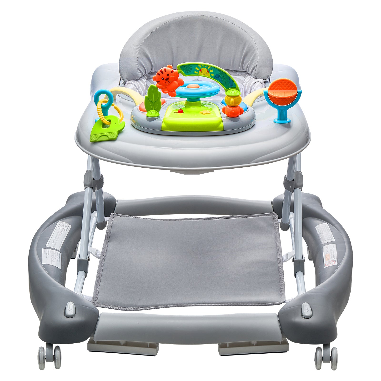 4-in-1 Baby Walker, Foldable Baby Activity Center on Wheels, 3 Adjustable Height, Music & Toys Tray, Learning-Seated,Walk-Behind,Rocker,Bouncer Toddler Walker for Girls Boys 6-24 Months