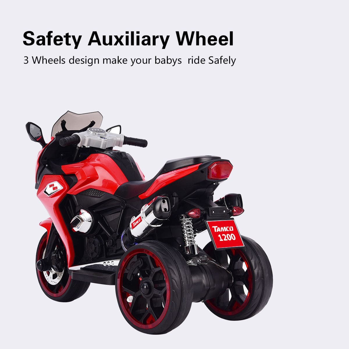 12V Kids Electric Motorcycle – 3-Wheel Ride-On Toy w/ Lights