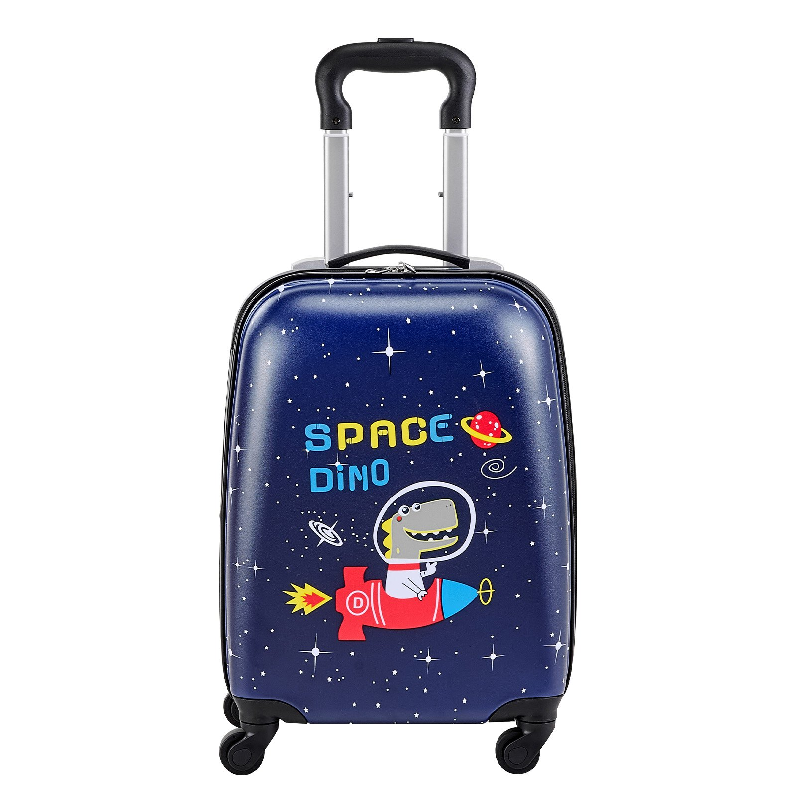 Kids 2-Piece Rolling Luggage Set – 18 Inch Dinosaur Hard Shell Suitcase with Backpack