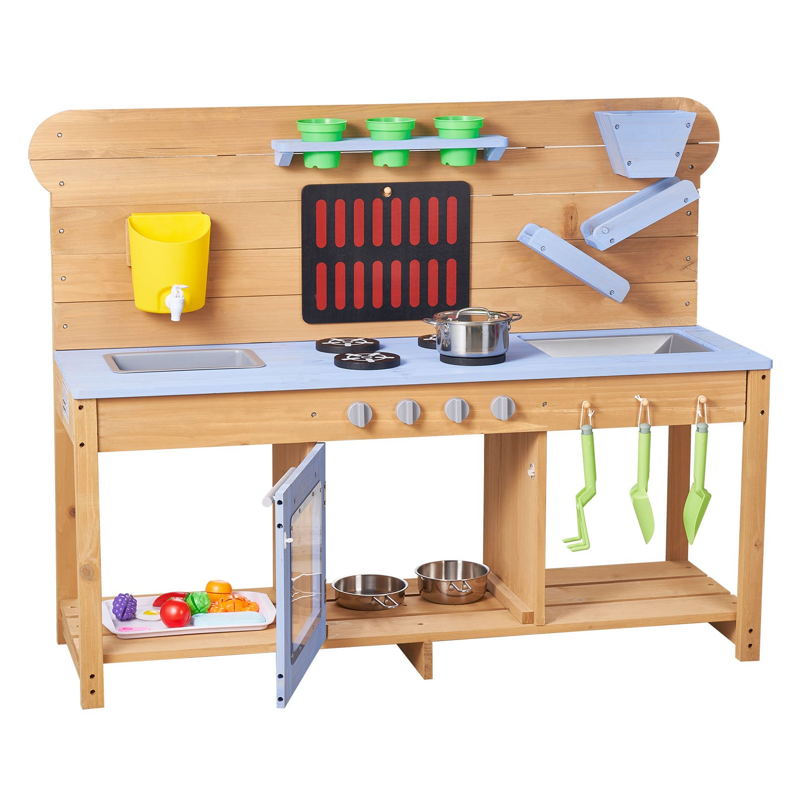 Kids Outdoor Mud Kitchen Playset – Wooden Water & Sand Cooking Station
