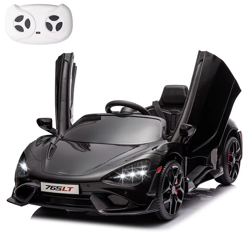 12V Licensed Mclaren 765LT Kids Ride on Toy,Electric Vehicle for Toddler Age 3+,Battery Powered Ride on Car with Hydraulic Doors