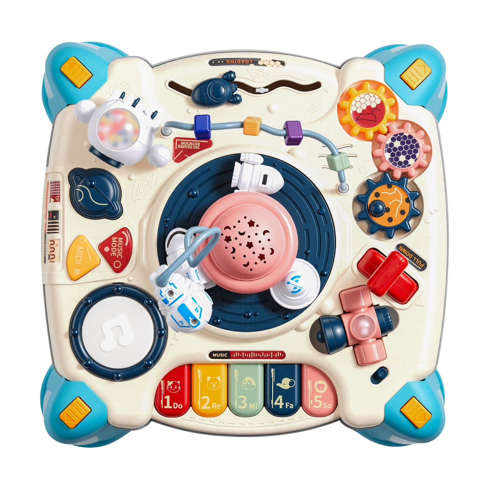 VEVOR Baby Spacecraft Musical Table Toys for 1-3 Years Old, Learning Activity Desk with Space Theme & Soft-glow Star Projector & 60+ Sound Sources, Toddler Learning Table for Kids 6+ Months