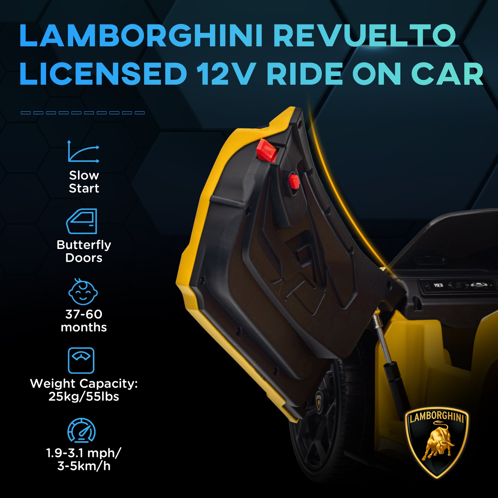 Lamborghini Revuelto Licensed 12V Kids Electric Ride-On Car - The Little Big Store