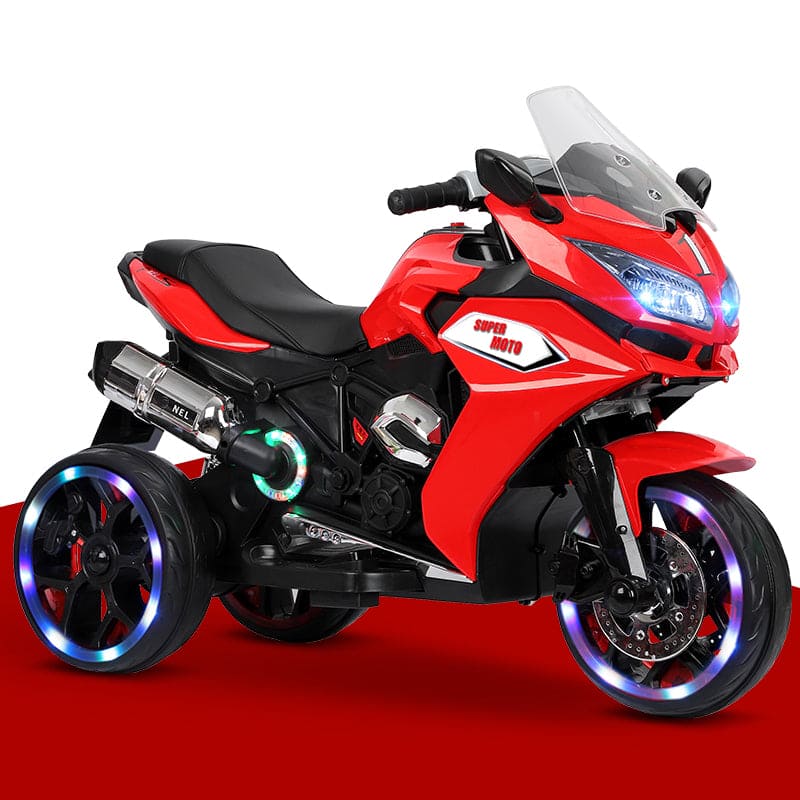 12V Kids Electric Motorcycle – 3-Wheel Ride-On Toy w/ Lights