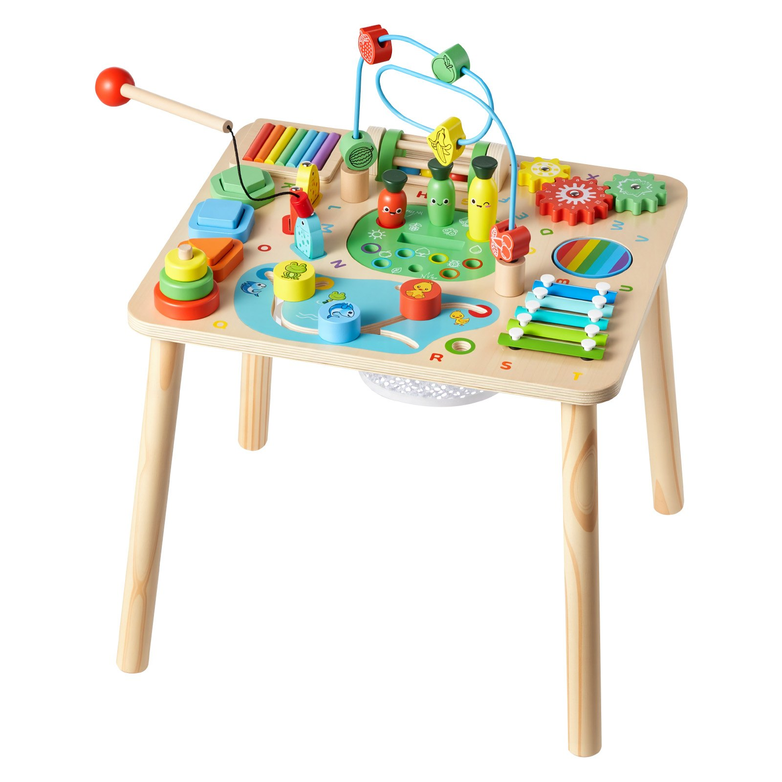 VEVOR Montessori Activity Table for Toddler 1-3 Years Old, 13 in 1 Wooden Learn Activity Desk, Baby Play Table for Boys & Girls Aged 6+ Months, Great Birthday, Christmas, Children's Day Present