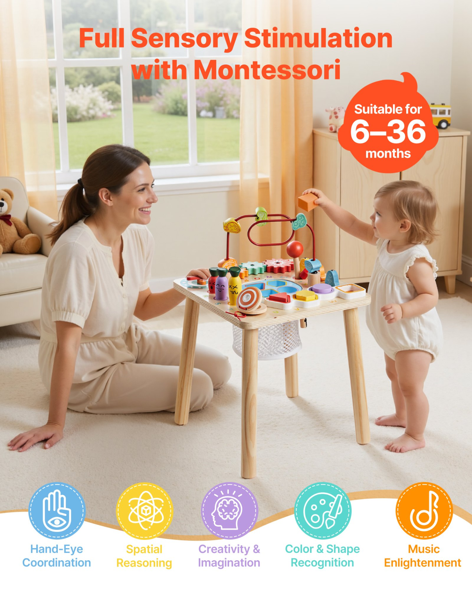 LittleGenius™ 8-in-1 Montessori Activity Table – Learn, Play & Grow