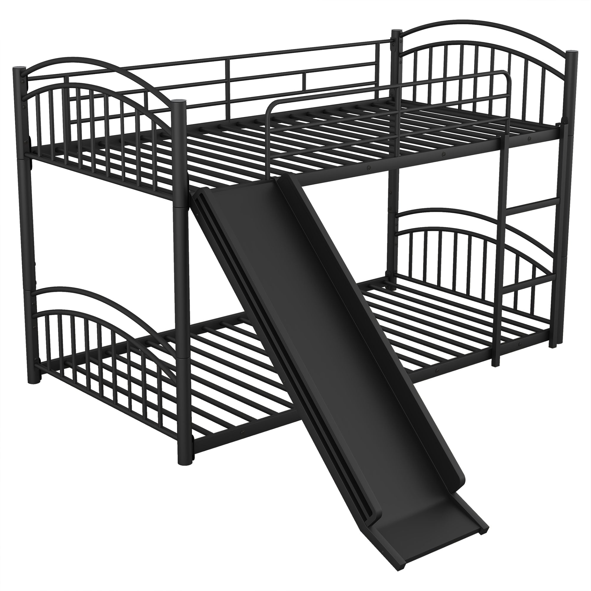 Twin Over Twin Metal Bunk Bed Kids House Bed with Slide