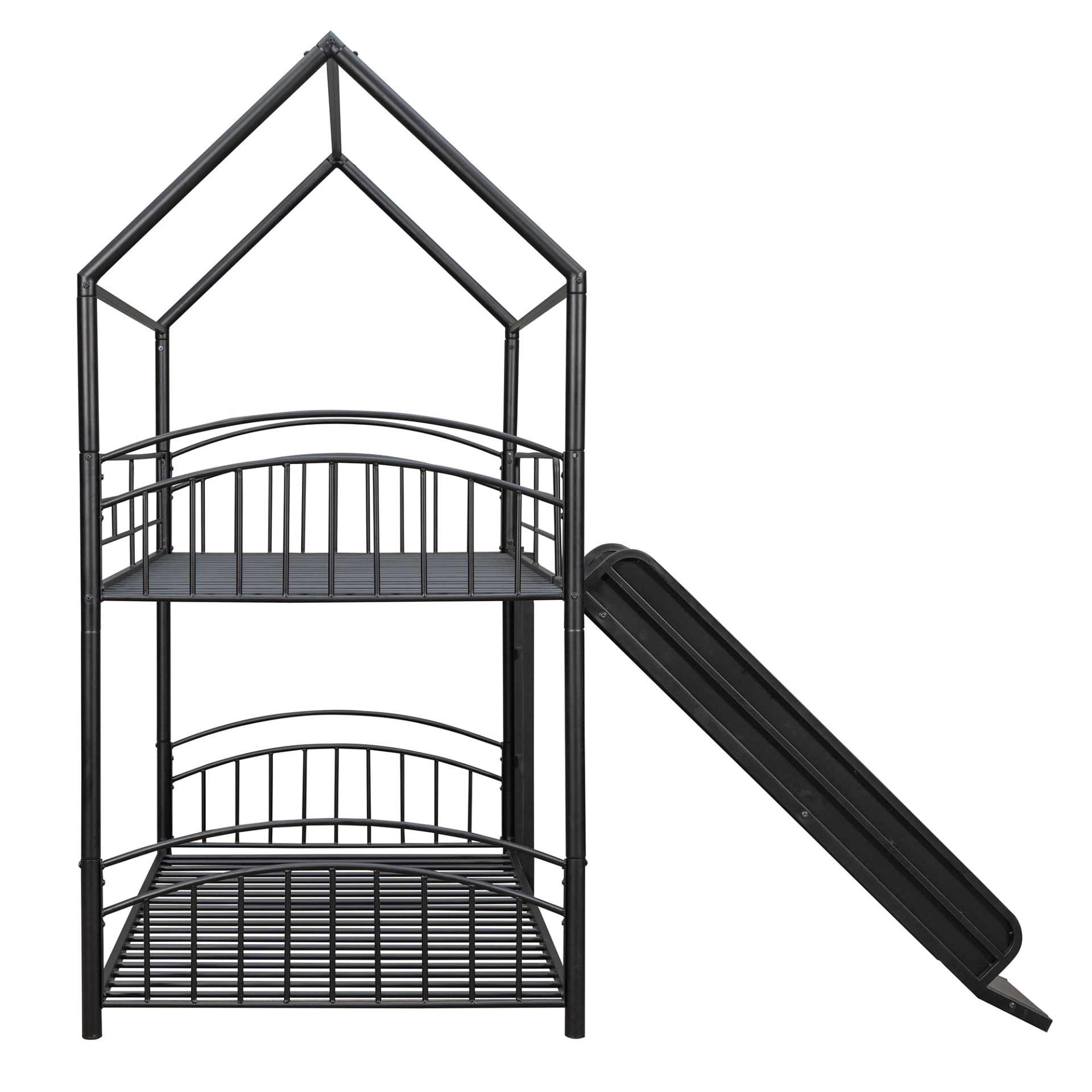Twin Over Twin Metal Bunk Bed Kids House Bed with Slide