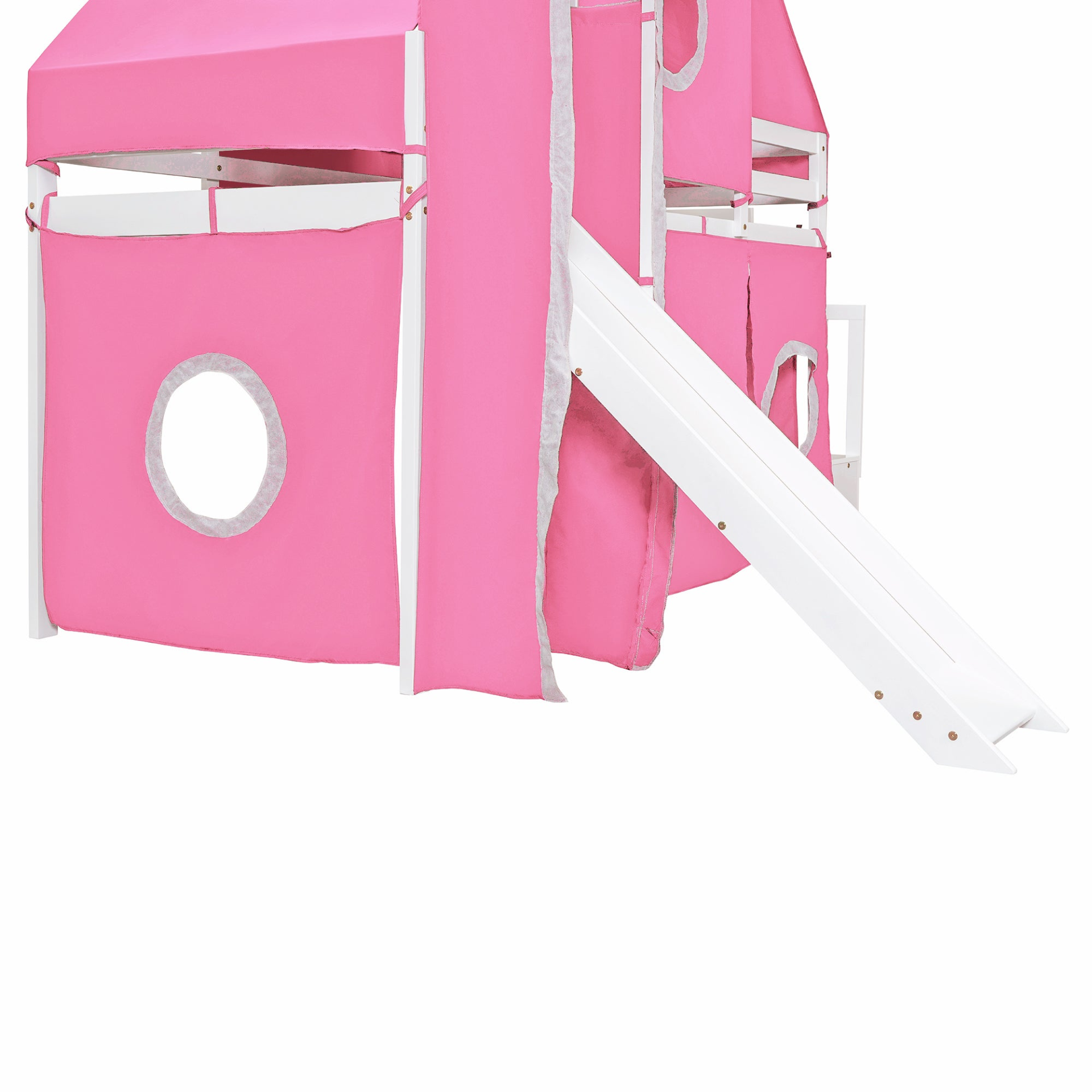 Twin Size Loft Bed with Tent and Tower