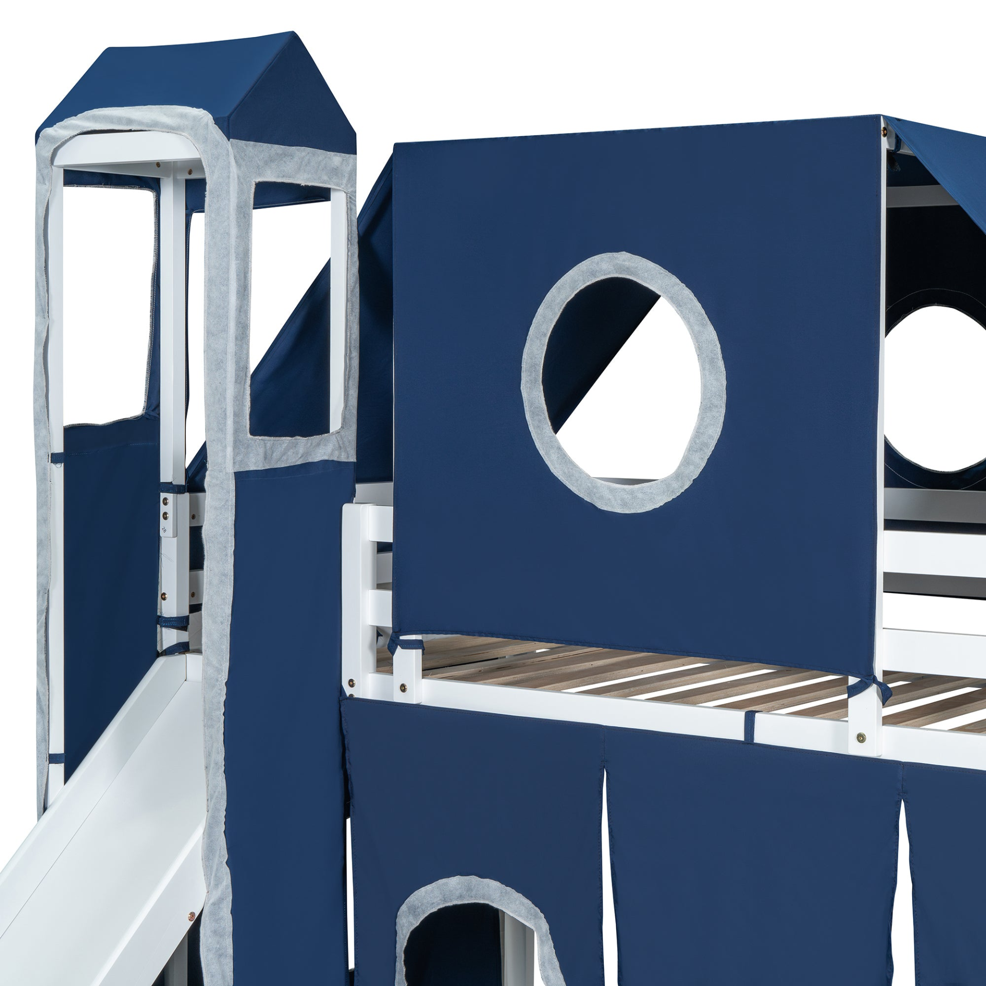 Twin Size Loft Bed with Tent and Tower