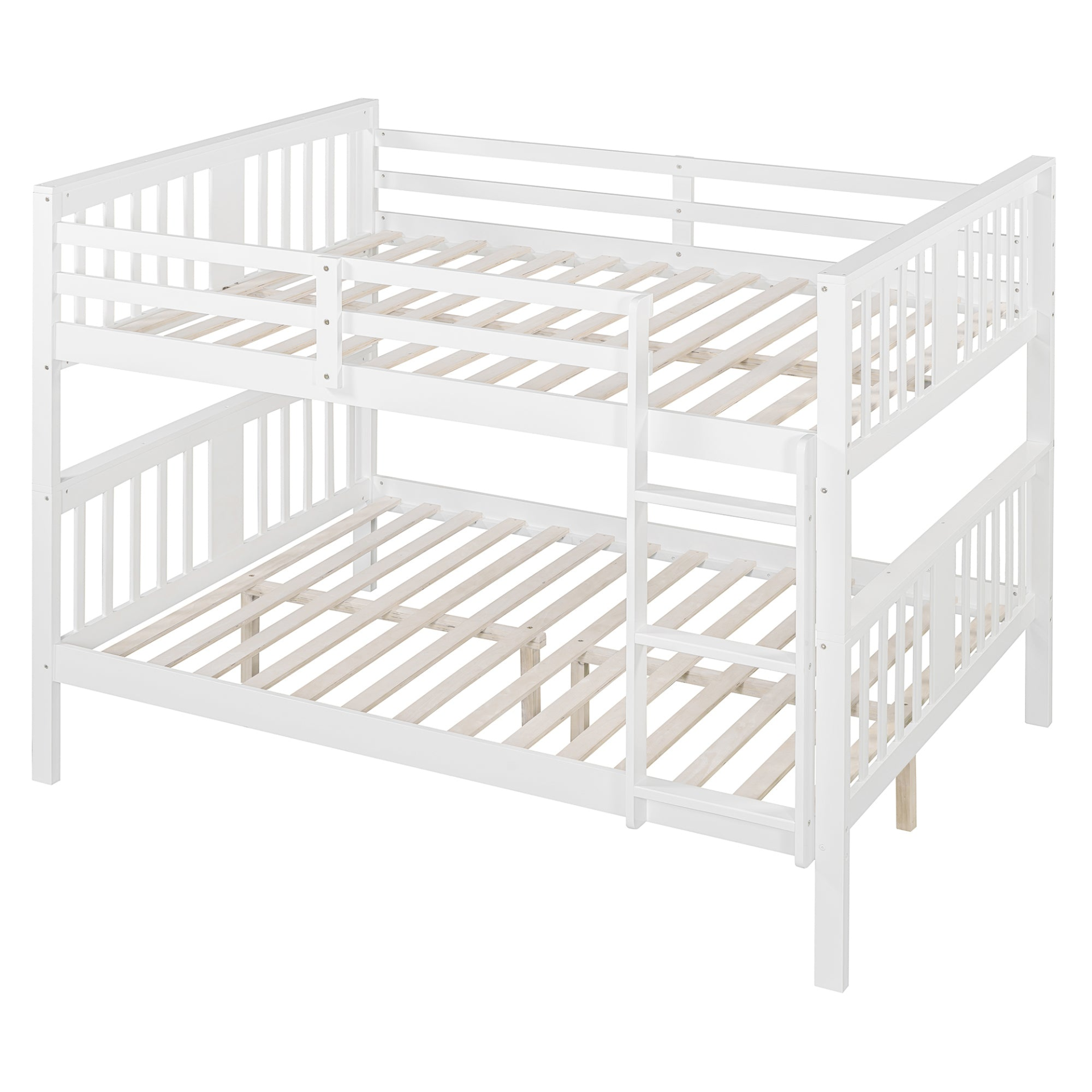 Full over Full Bunk Bed with Ladder for Bedroom, Guest Room Furniture