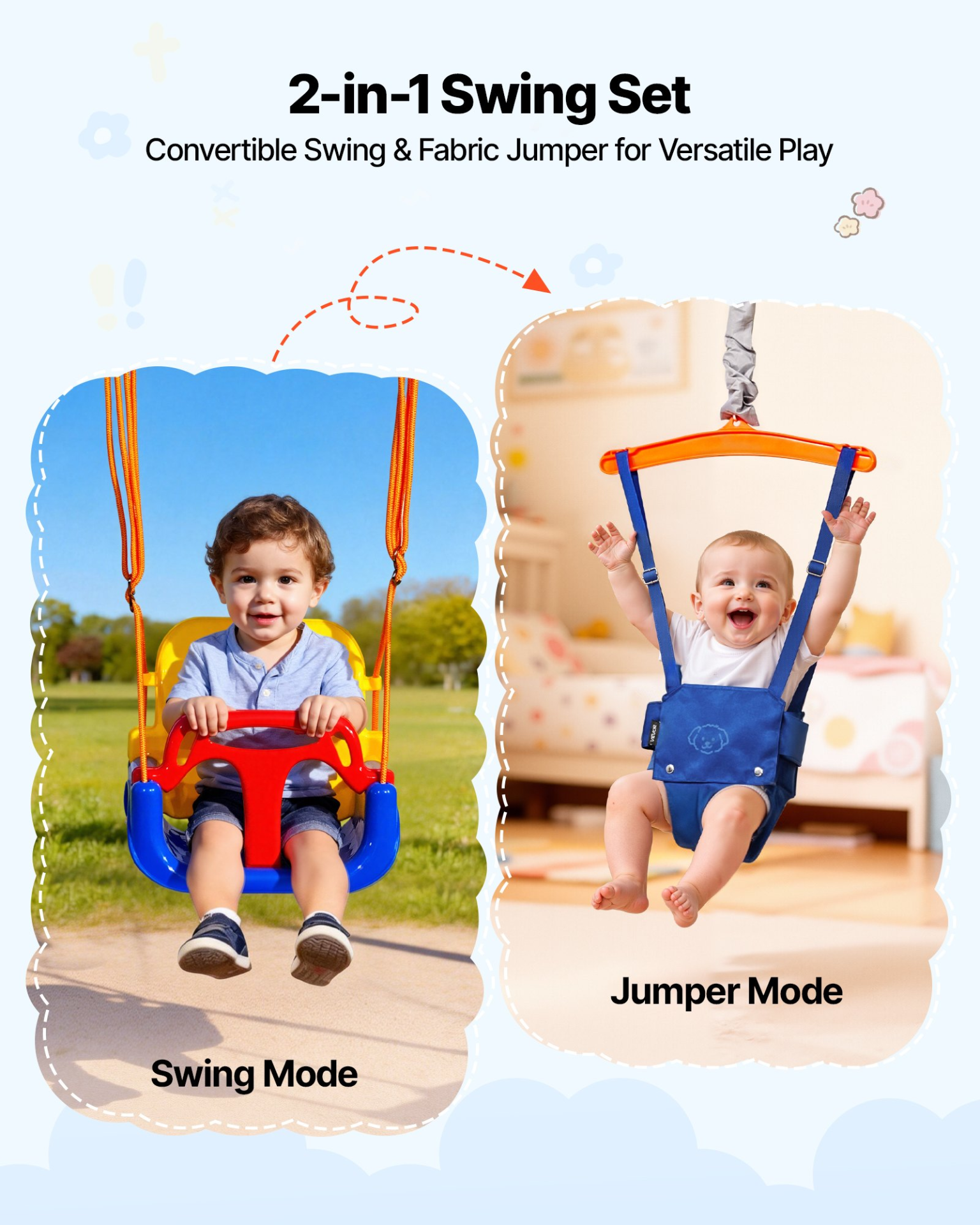 2-in-1 Toddler Swing & Jumper Set – Heavy-Duty Foldable Frame with Sandbag Stability