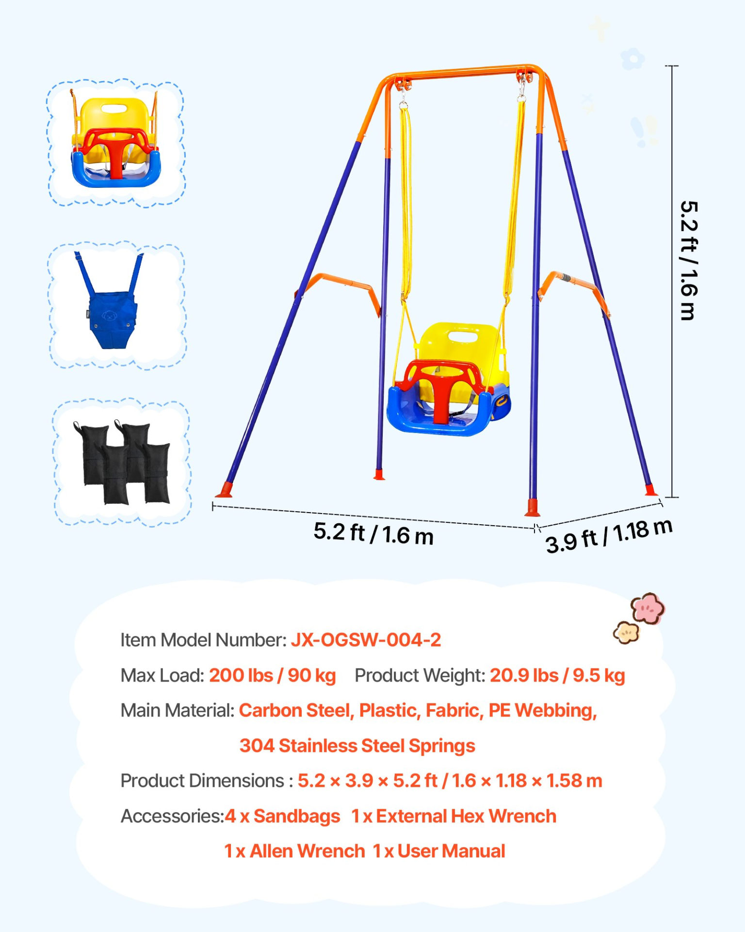 2-in-1 Toddler Swing & Jumper Set – Heavy-Duty Foldable Frame with Sandbag Stability