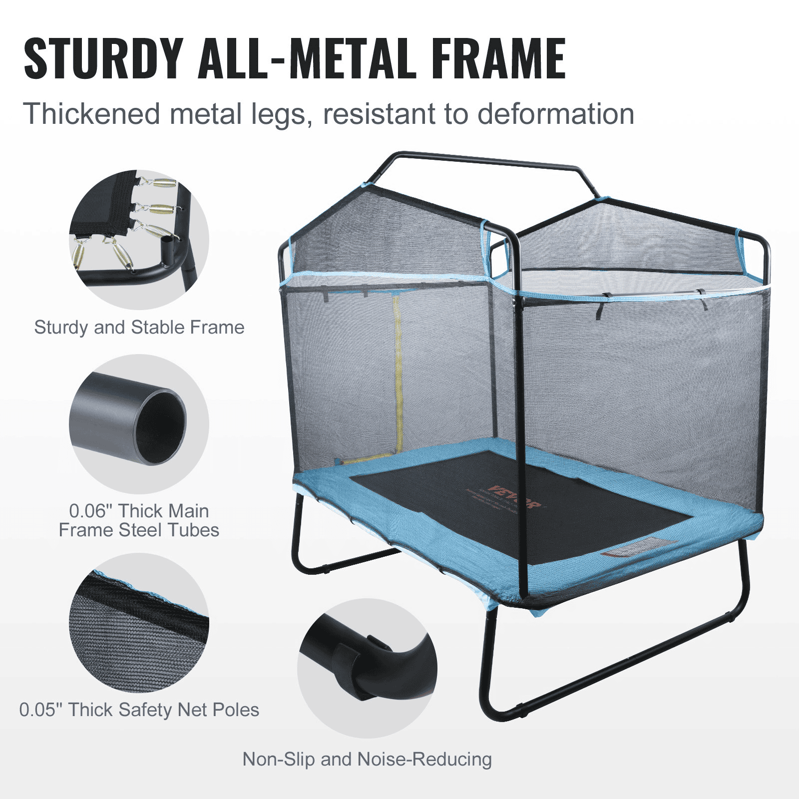 VEVOR 6FT Trampoline for Kids, 72" Indoor/Outdoor Toddlers Trampoline, Mini Baby Trampoline with Safety Enclosure Net, Gymnastics Bar, Hammock, Recreational Trampoline Birthday Gift for 3+ Years Kids - The Little Big Store