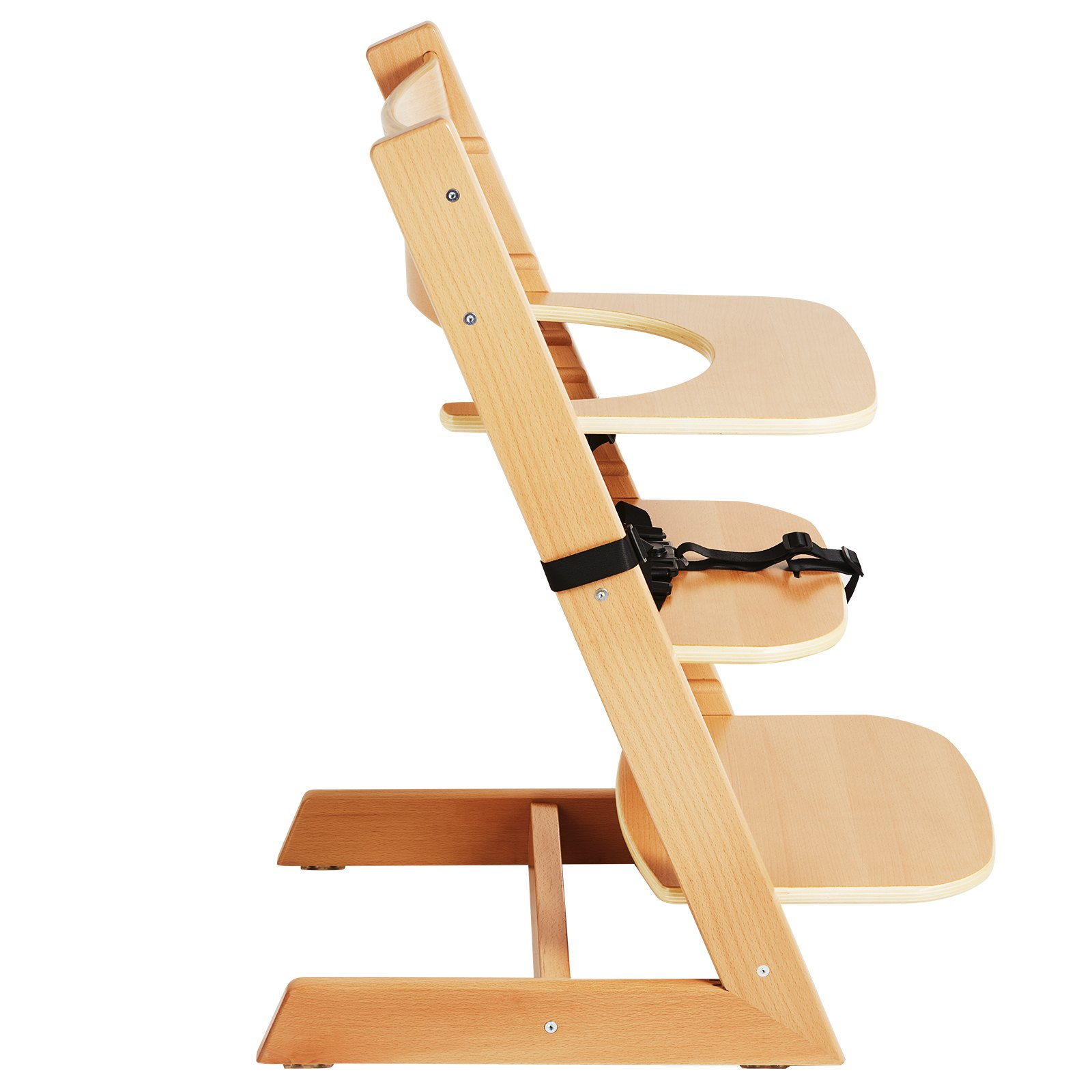 Convertible Wooden High Chair for Babies & Toddlers – Adjustable Feeding Chair with Tray, Grows with Your Child, Beech Wood, Natural Finish