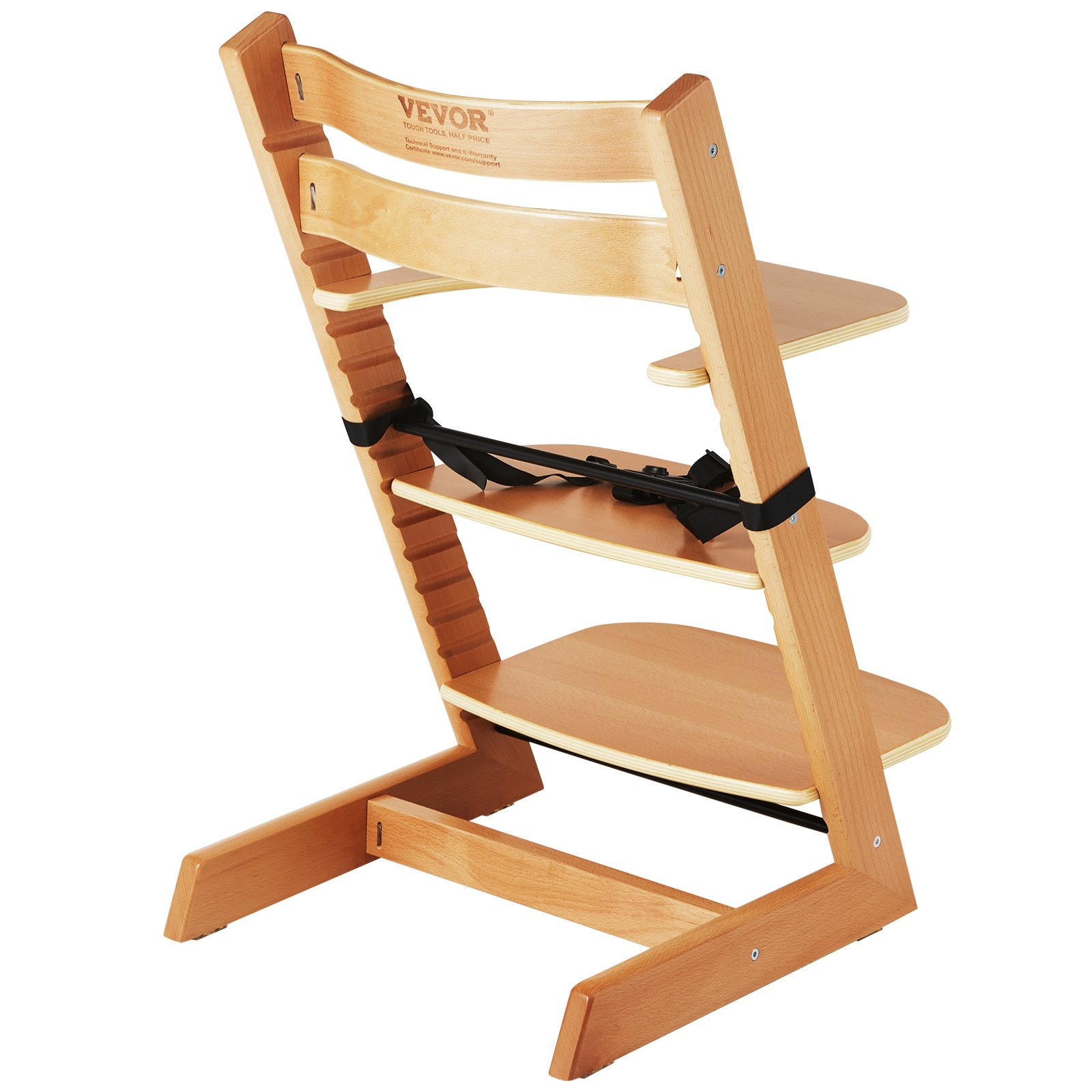 Convertible Wooden High Chair for Babies & Toddlers – Adjustable Feeding Chair with Tray, Grows with Your Child, Beech Wood, Natural Finish