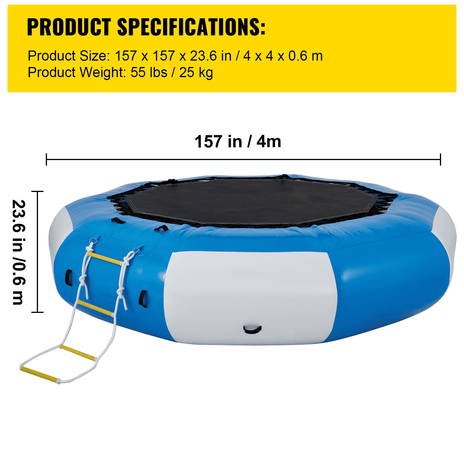 VEVOR 13ft Inflatable Water Bouncer, Water Trampoline Splash Padded Inflatable Bouncer Bounce Swim Platform for Water Sports - The Little Big Store