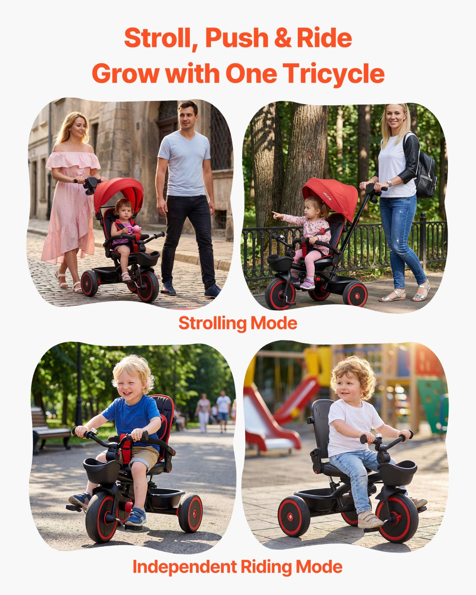 6-in-1 Toddler Tricycle & Stroller for 1-5 Years – Convertible Kids Trike with Parent Push Handle, Canopy & Storage