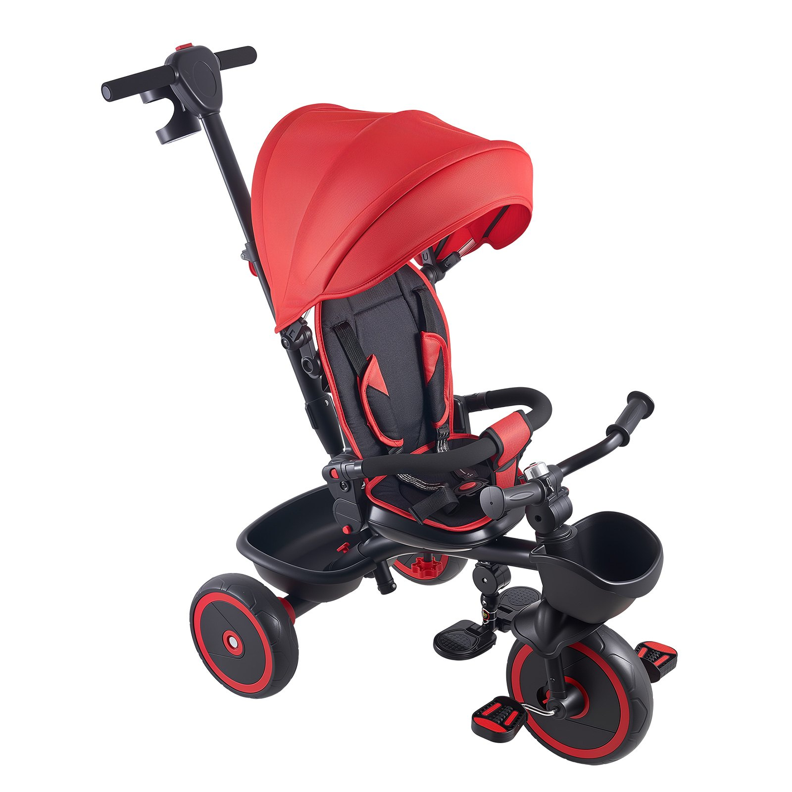 6-in-1 Toddler Tricycle & Stroller for 1-5 Years – Convertible Kids Trike with Parent Push Handle, Canopy & Storage