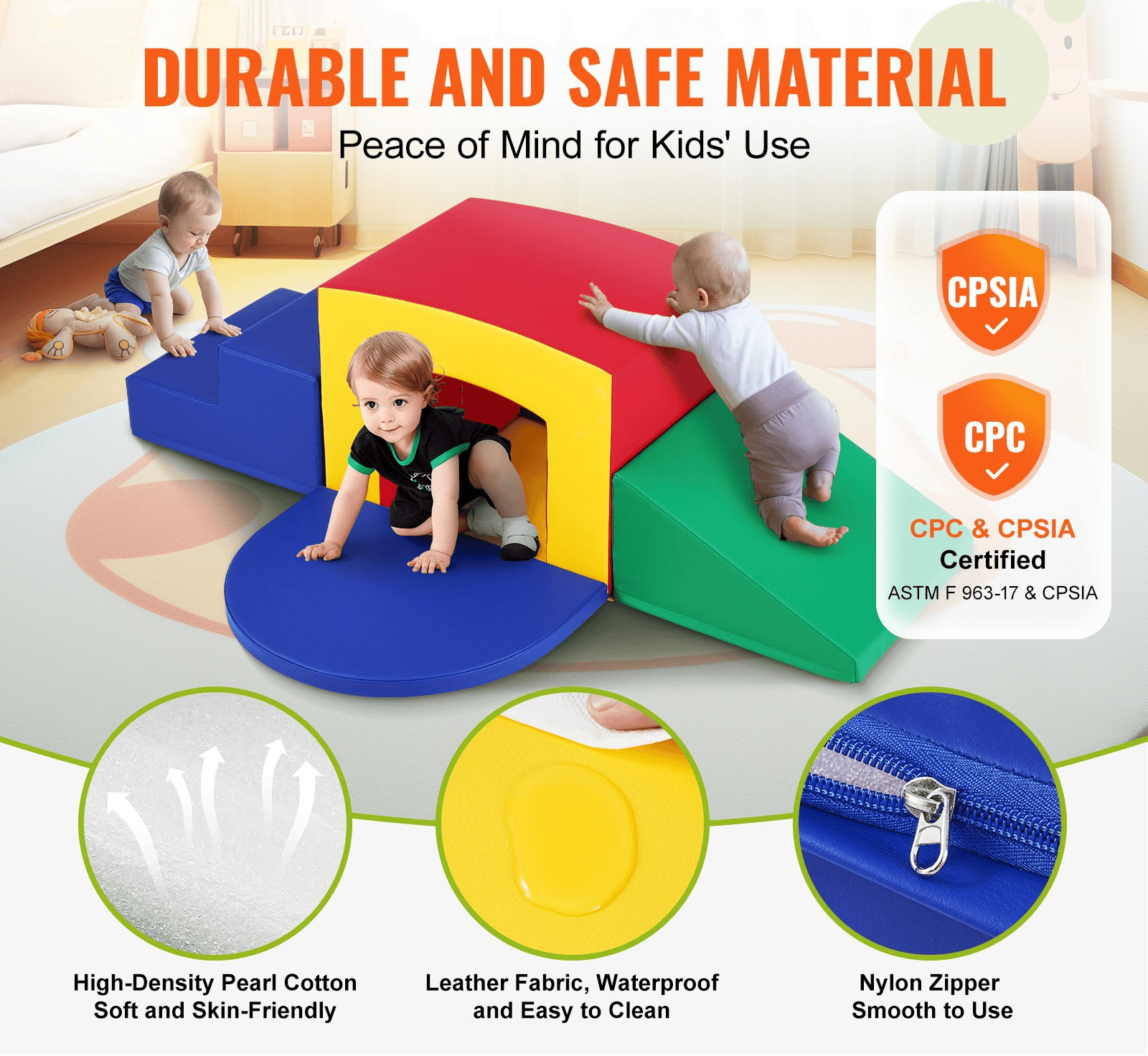 Toddler Climbing Toys Indoor, 5 Piece Climb, Crawl and Tunnel Soft Play Equipment, Foam Climbing Toys, Kids Tunnel Maze with Stairs and Ramp,Indoor for Preschoolers Easy to Clean (Assorted) - The Little Big Store