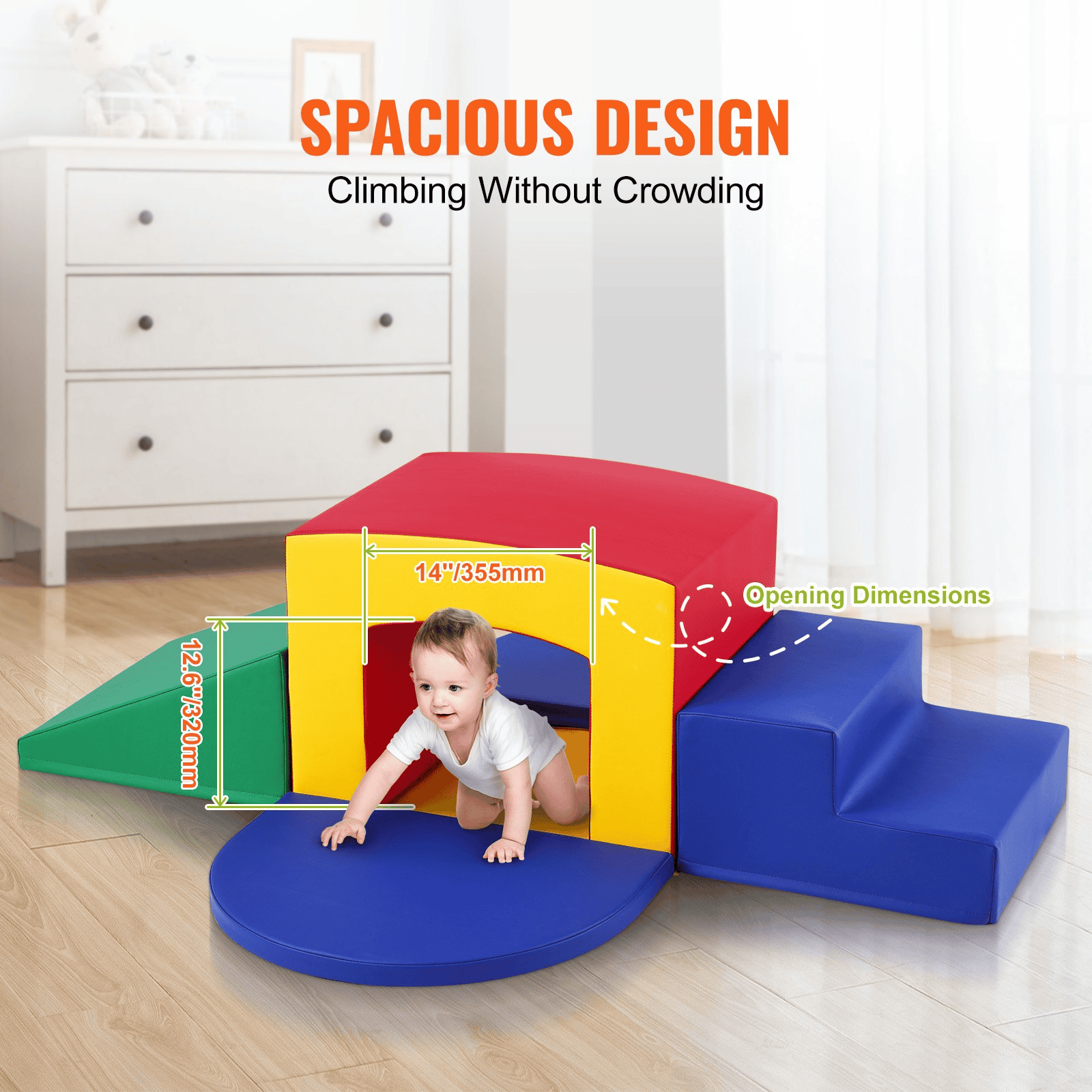 Toddler Climbing Toys Indoor, 5 Piece Climb, Crawl and Tunnel Soft Play Equipment, Foam Climbing Toys, Kids Tunnel Maze with Stairs and Ramp,Indoor for Preschoolers Easy to Clean (Assorted) - The Little Big Store