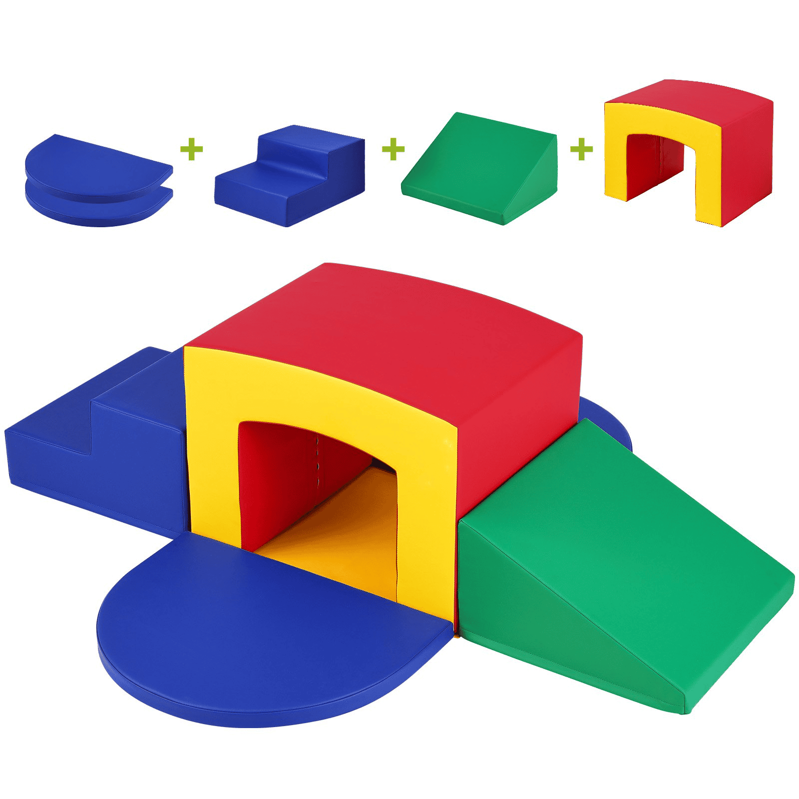 Toddler Climbing Toys Indoor, 5 Piece Climb, Crawl and Tunnel Soft Play Equipment, Foam Climbing Toys, Kids Tunnel Maze with Stairs and Ramp,Indoor for Preschoolers Easy to Clean (Assorted) - The Little Big Store