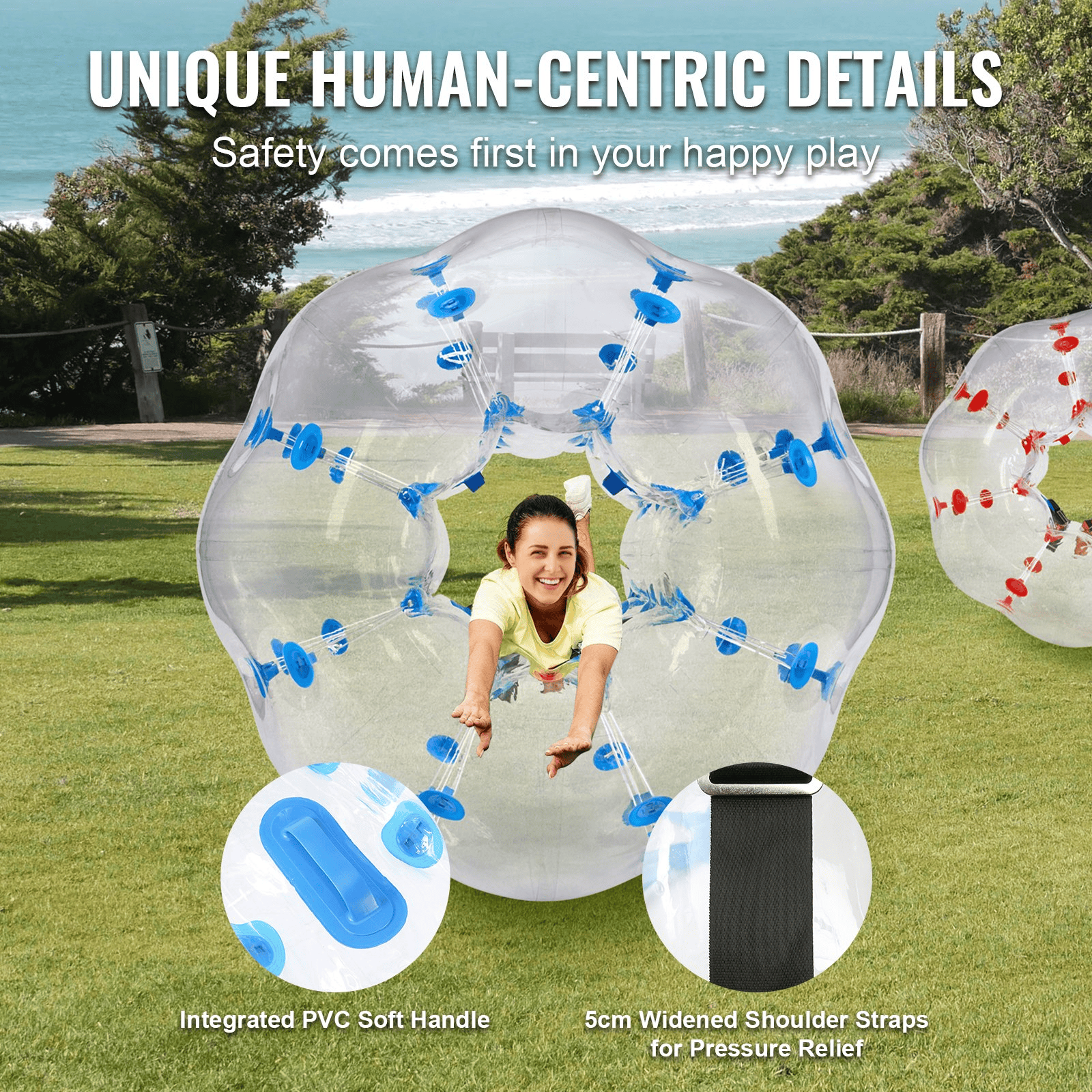 Inflatable Bumper Balls 2-Pack, 4FT/1.2M Body Sumo Zorb Balls for Teen, 0.8mm Thick PVC Human Hamster Bubble Balls for Outdoor Team Gaming Play, Bumper Bopper Toys for Garden, Yard, Park - The Little Big Store