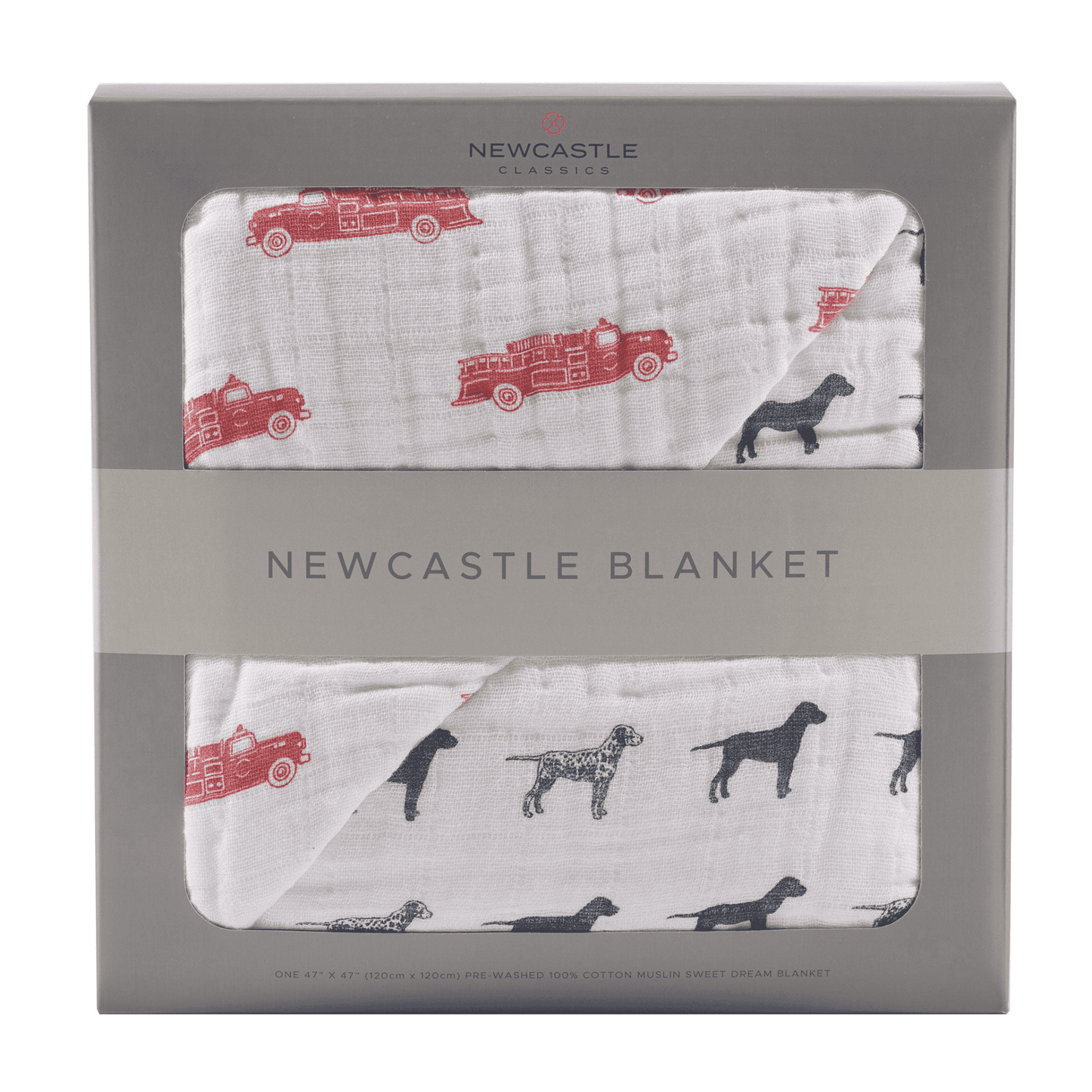 Fire Truck and Dalmatian Cotton Muslin Newcastle Blanket - The Little Big Store
