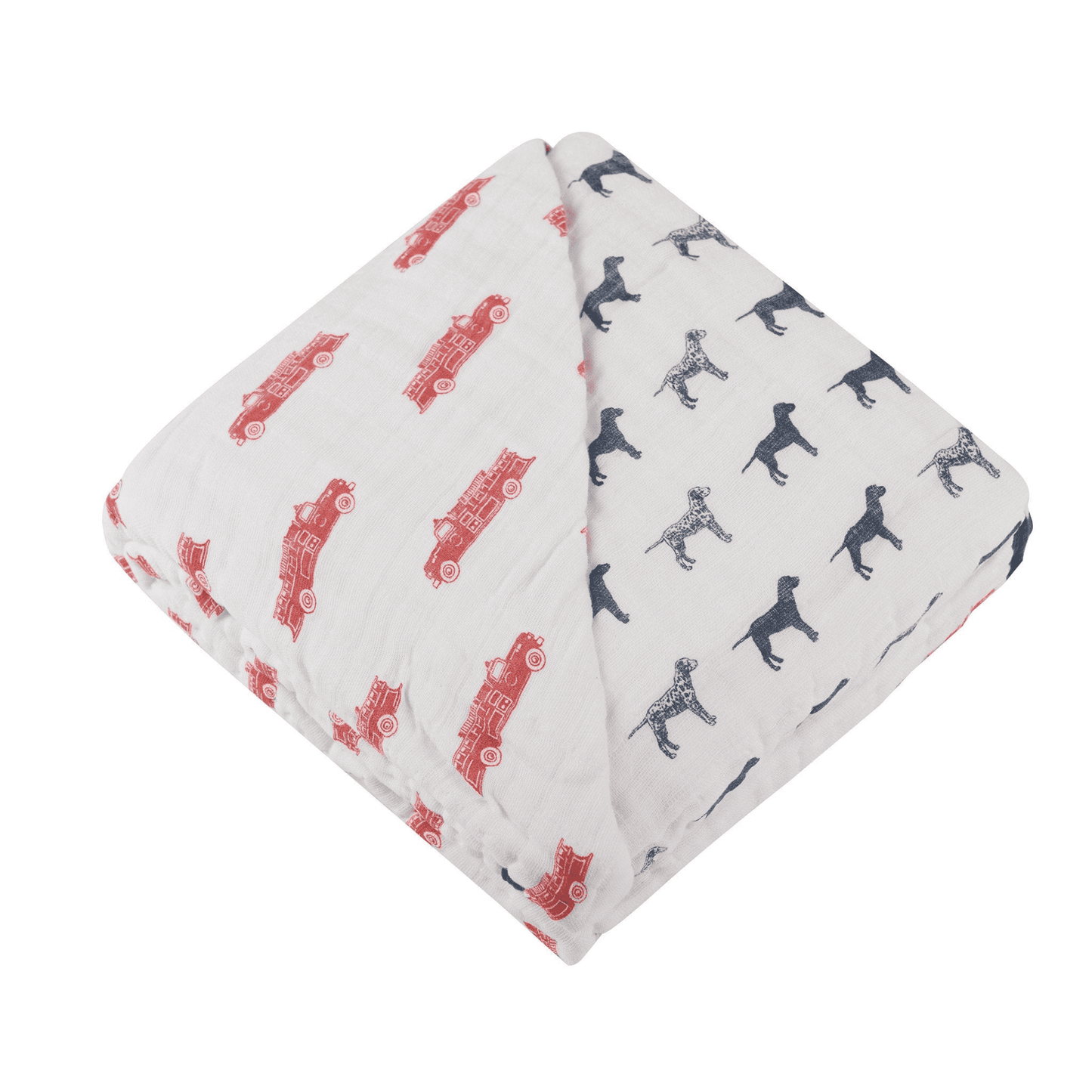 Fire Truck and Dalmatian Cotton Muslin Newcastle Blanket - The Little Big Store