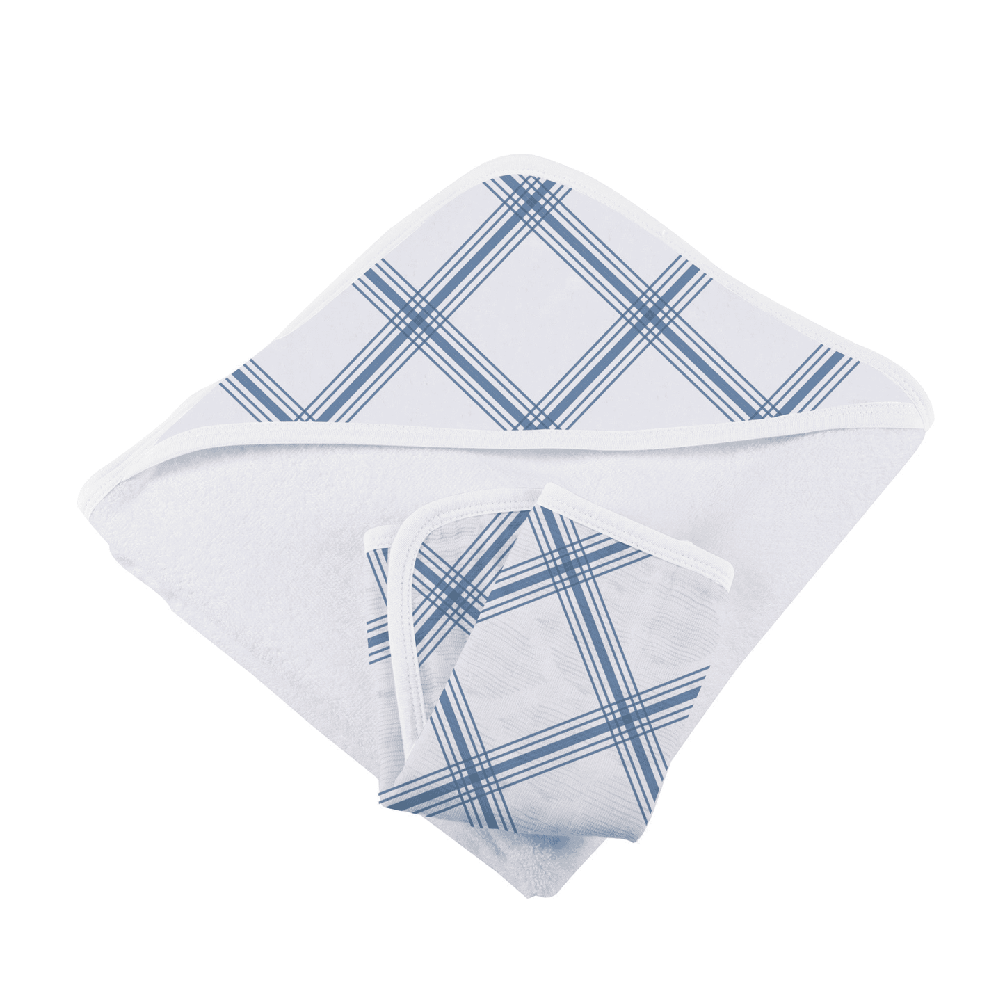 Blue Buffalo Check Plaid Hooded Towel and Washcloth Set - The Little Big Store
