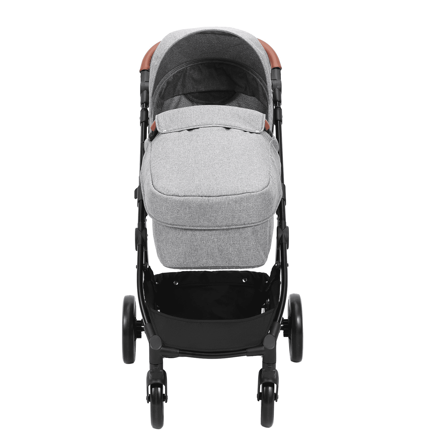 Standard Baby Stroller, Infant Toddler Stroller with Bassinet, 3rd-Gear Adjustable Backrest & Foldable & Reversible Seat, Carbon Steel Newborn Stroller with Leg Cover and Mesh Net, Dark Grey - The Little Big Store
