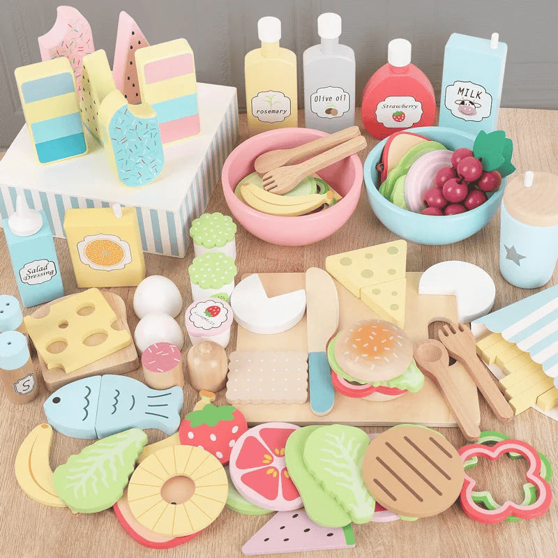 Wooden Pretend Play Food for Children Multivariant