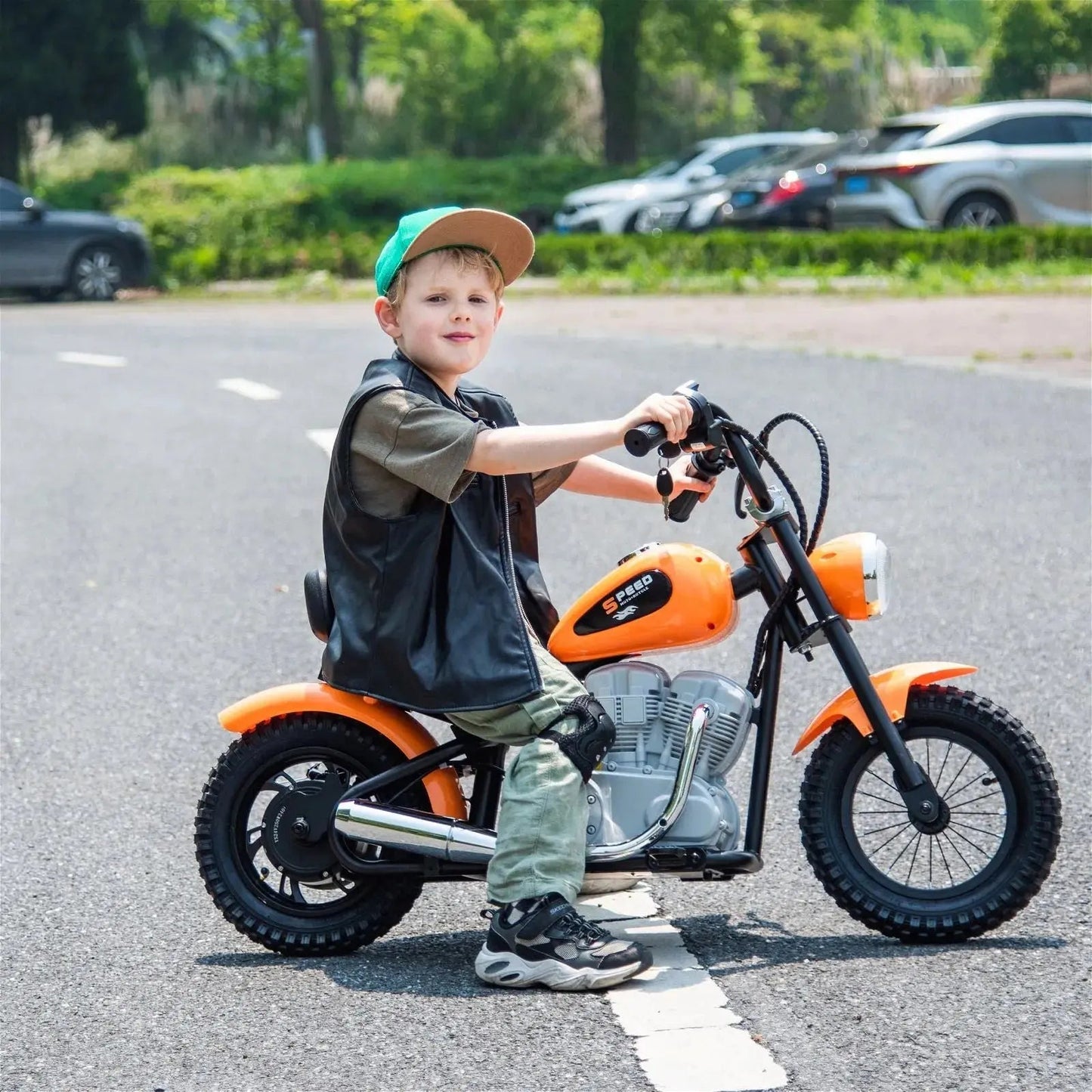 ⚡ Freddo E-Chopper™ 36V – Electric Mini Cruiser with Leather Seat & Air-Filled Tires