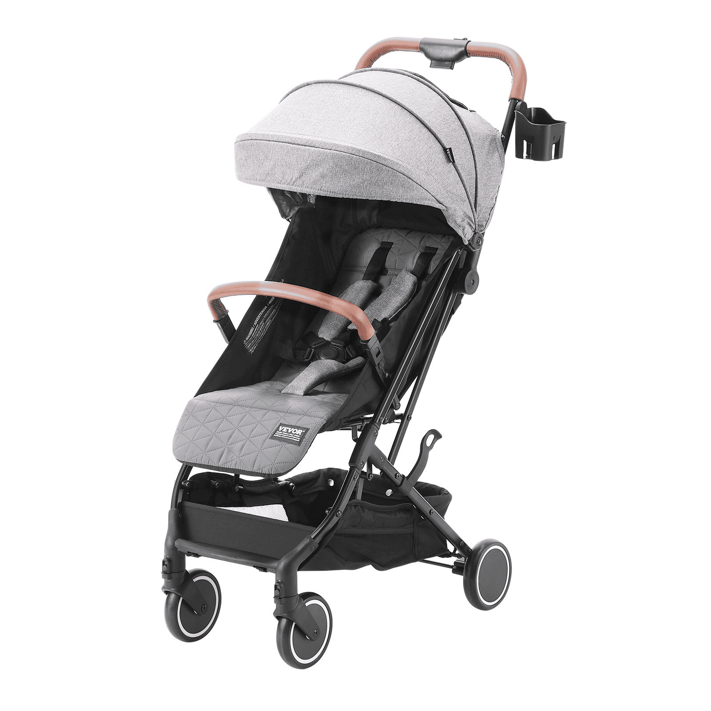 Standard Baby Infant Stroller, Toddler Stroller with 95°-150° Adjustable Backrest & & 0/90°Adjustable Footrest & One-click Folding, Newborn Stroller with Cup Holder and Carry Bag, Dark Grey - The Little Big Store