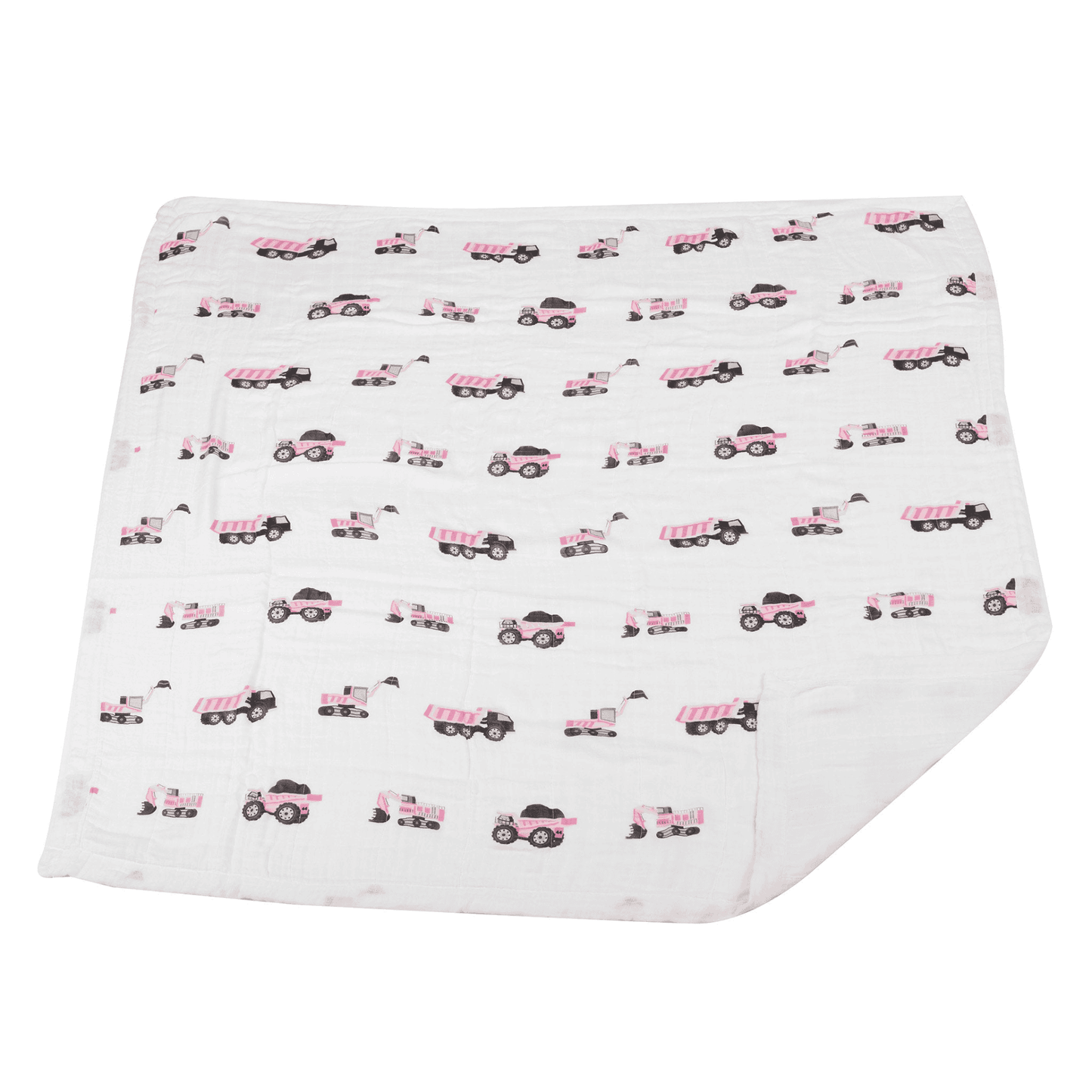 Pink Digger and White Bamboo Muslin Newcastle Blanket - The Little Big Store