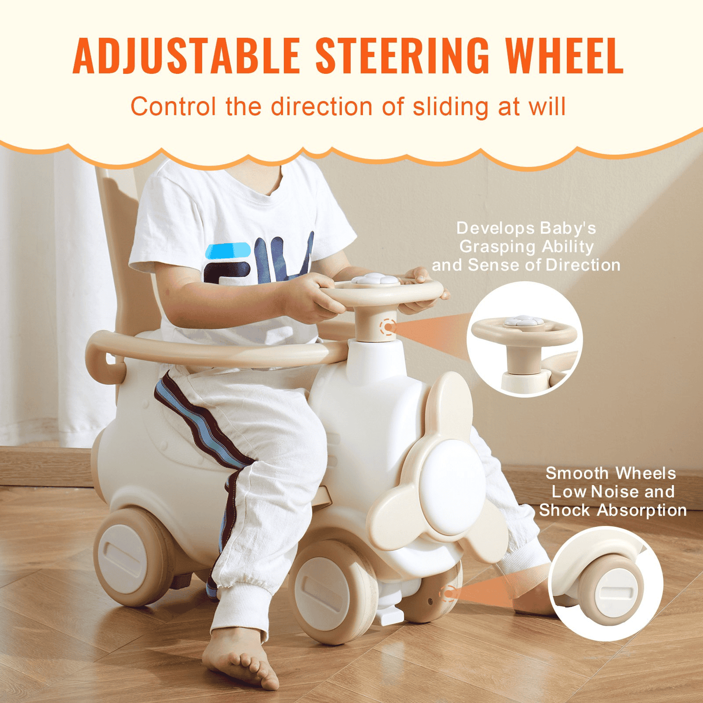 VEVOR 5 in 1 Rocking Horse for Toddlers 1-3 Years Ride on Toy with Trampoline - The Little Big Store