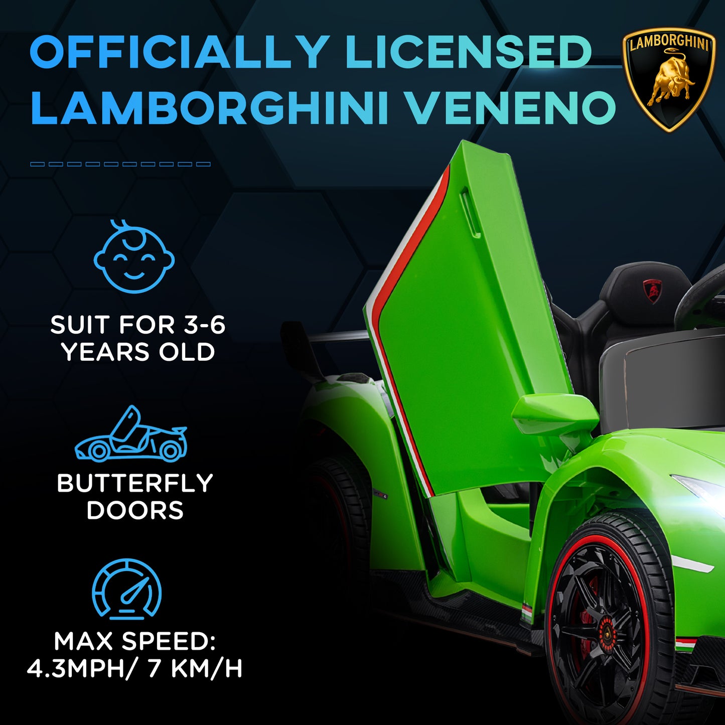 Lamborghini Veneno Kids Ride-On Supercar – 12V Electric Luxury with Remote Control 🚗💨 - The Little Big Store