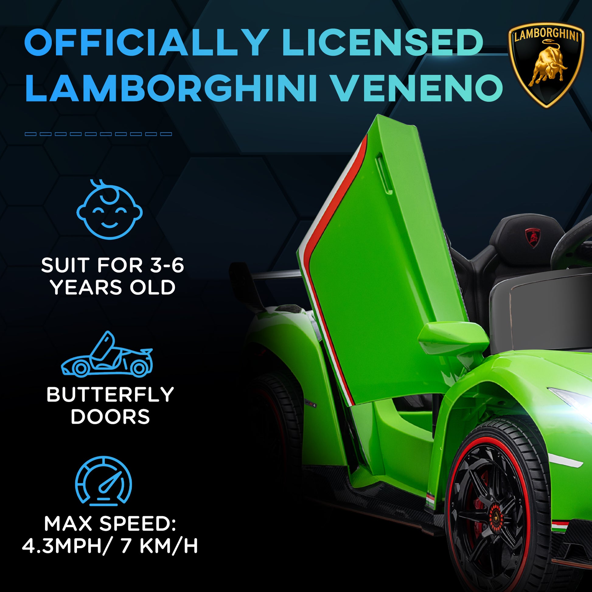 Lamborghini Veneno Kids Ride-On Supercar ā 12V Electric Luxury with Remote Control ššØ - The Little Big Store