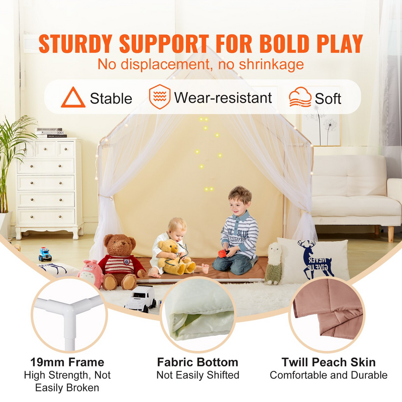 Kids Yurt Play Tent with Play Mat & Tent Lamp – Indoor & Outdoor Toddler Playhouse