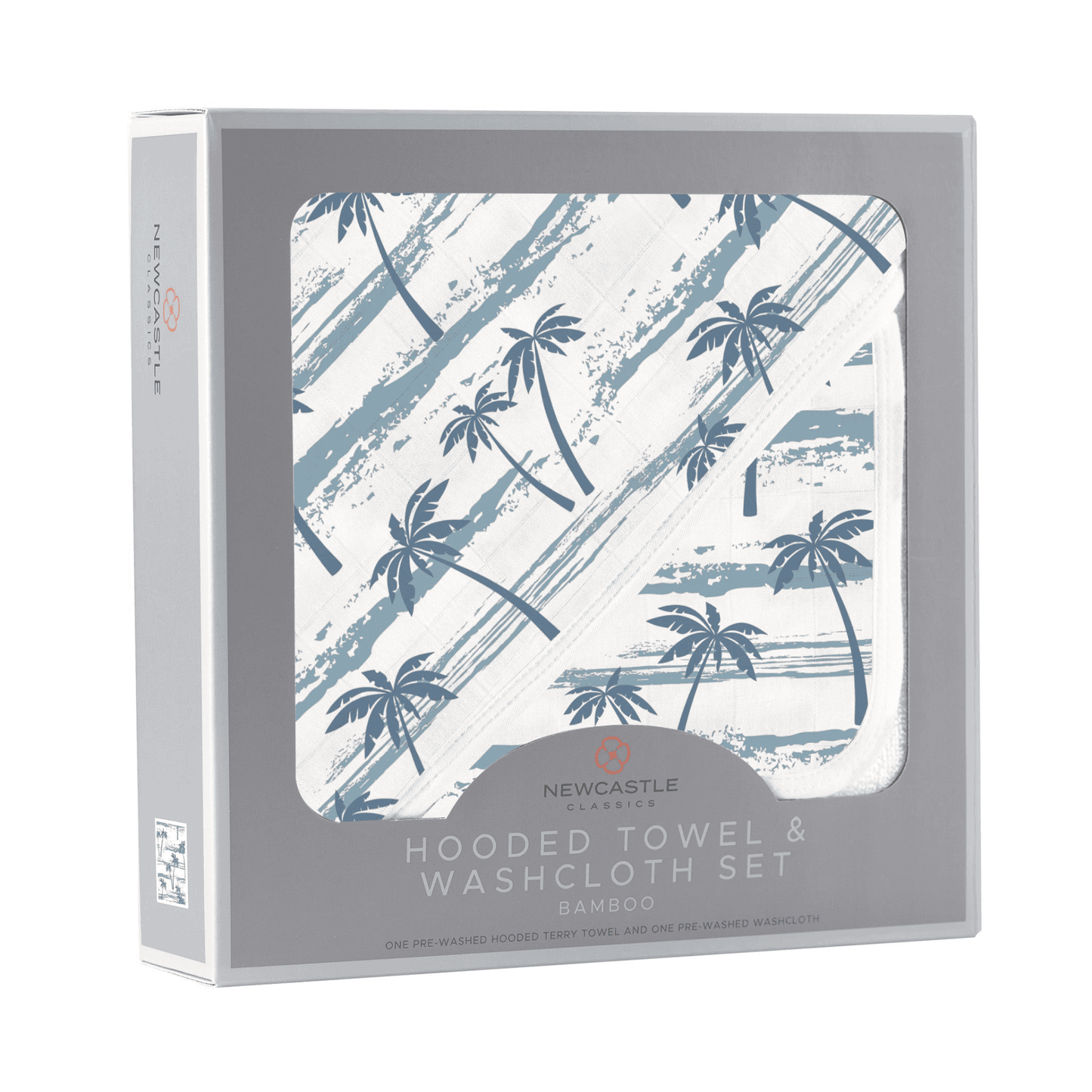 Ocean Palm Trees Bamboo Hooded Towel and Washcloth Set - The Little Big Store