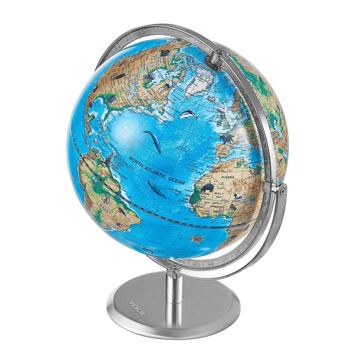 VEVOR Educational Globe for Kids, 10 in/254 mm, Interactive AR World Globe with AR Golden Globe APP LED Night Lighting 720° Rotation, STEM Toy Gifts for Kids Compatible with Android or iOS Devices - The Little Big Store