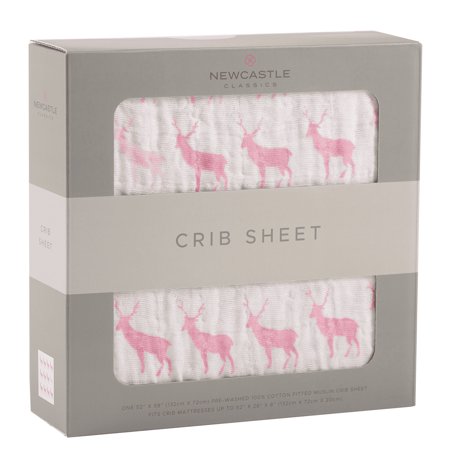 Pink Deer Cotton Muslin Crib Sheet - The Little Big Store